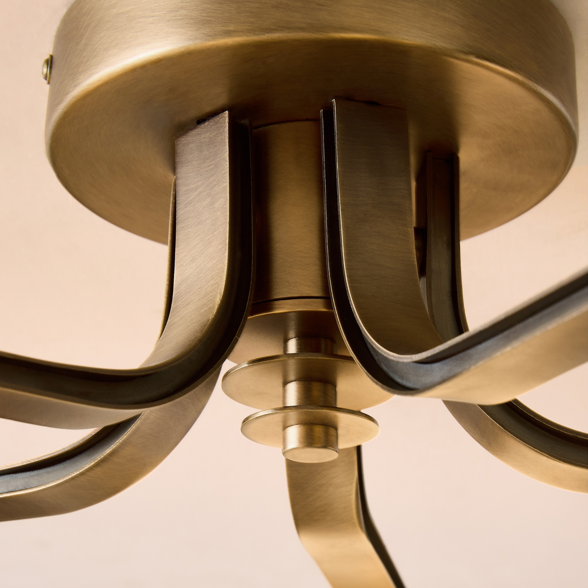 MADE.COM Palla 5 Light Flush Ceiling Light in Aged Brass with Cream Milk Glass Shades