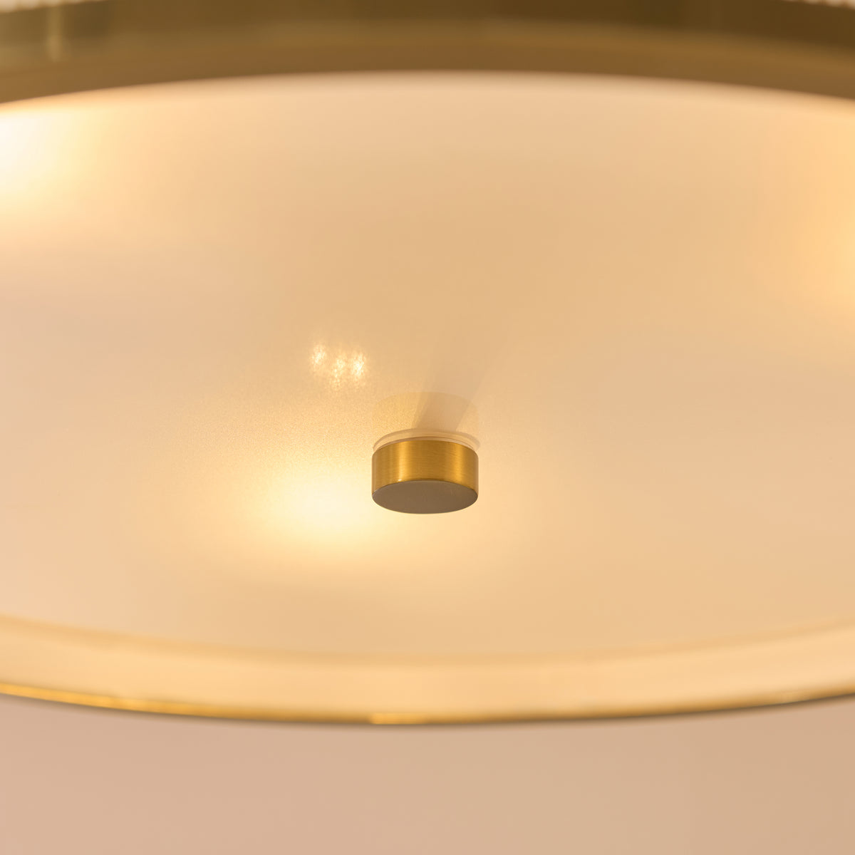 Endon Lexi 3 Light Pendant - Ivory Fabric, Brushed Aged Brass & Frosted Glass