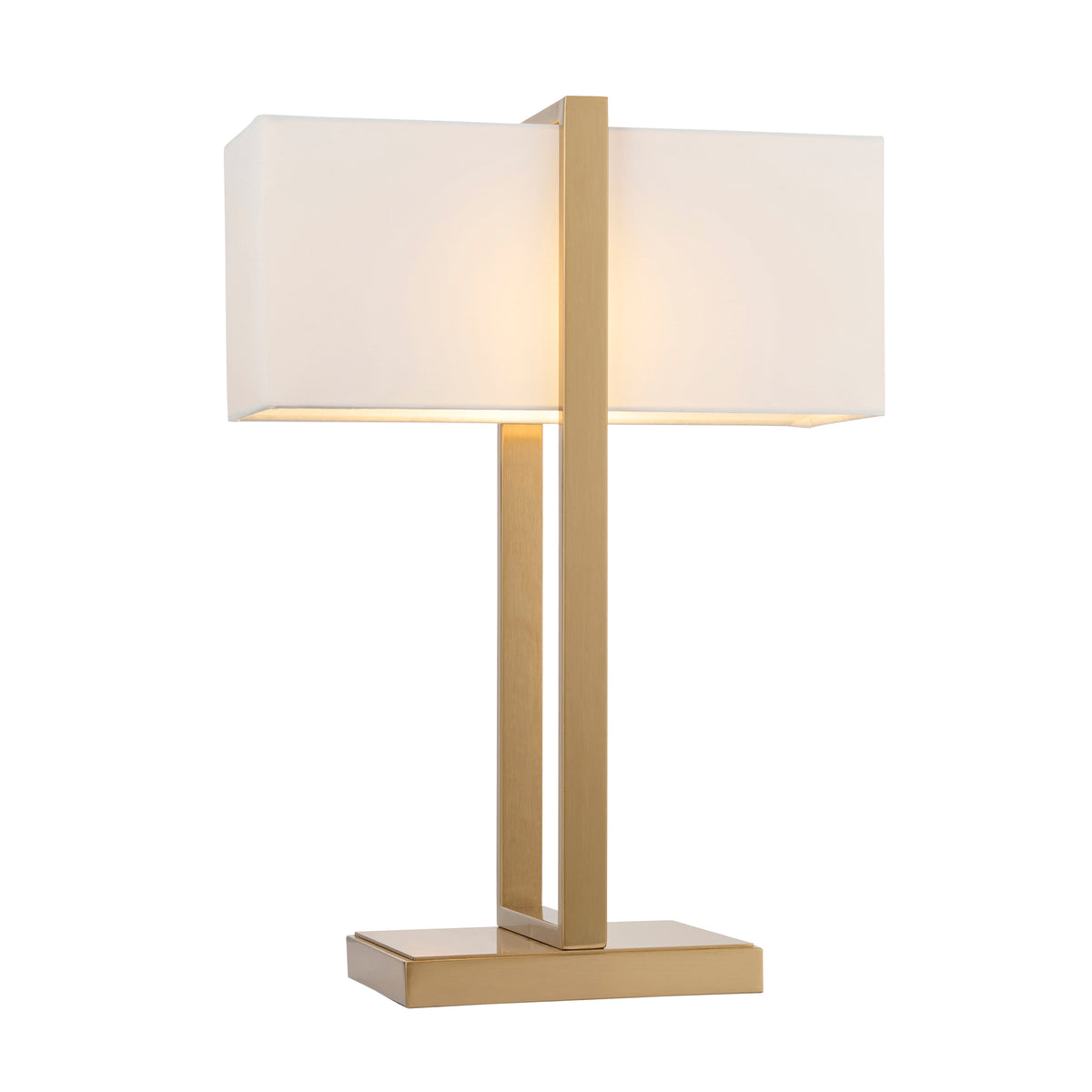 Endon Seattle Table Light - Brushed Aged Brass Plate & Ivory Cotton Mix