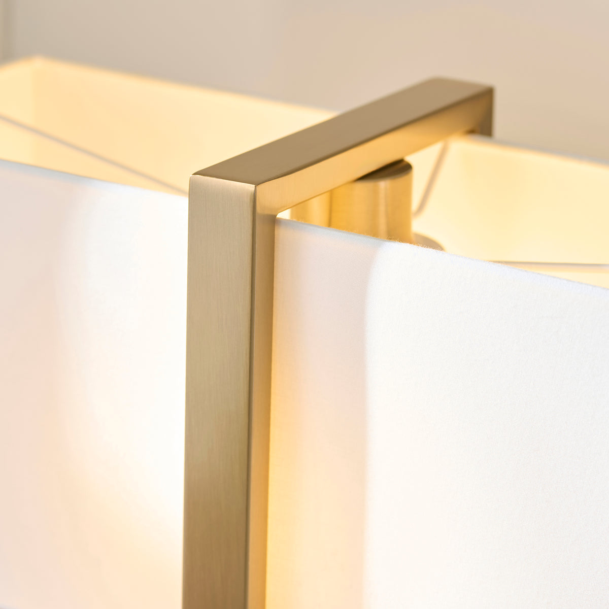 Endon Seattle Table Light - Brushed Aged Brass Plate & Ivory Cotton Mix