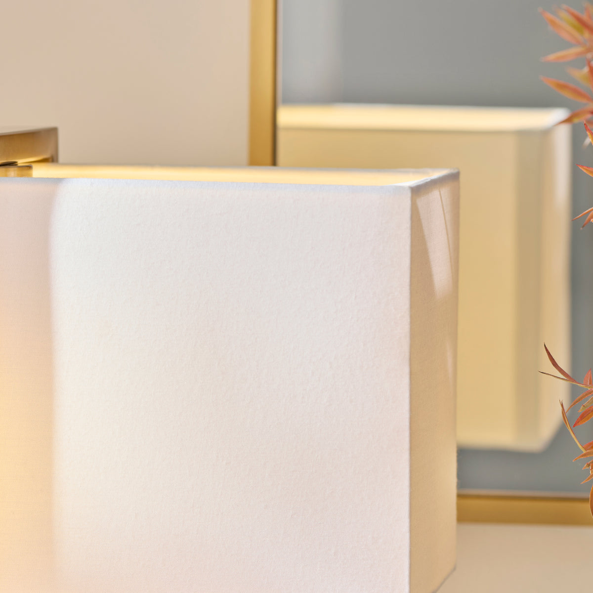 Endon Seattle Table Light - Brushed Aged Brass Plate & Ivory Cotton Mix