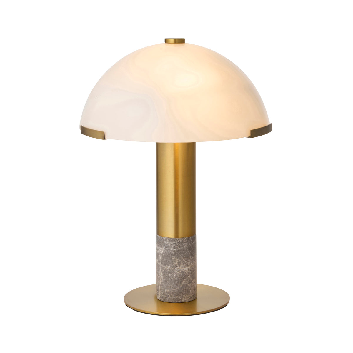 Endon Hansel Table Light - Warm Brass Plate, Grey Marble & Opal Glass