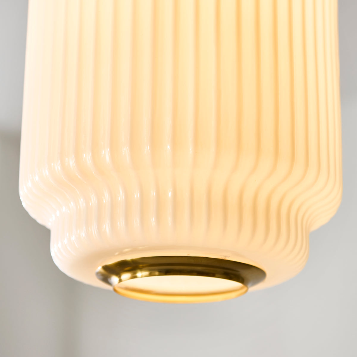 Endon Evora 22cm Pendant - Brushed Aged Brass Plate & Opal Ribbed Glass