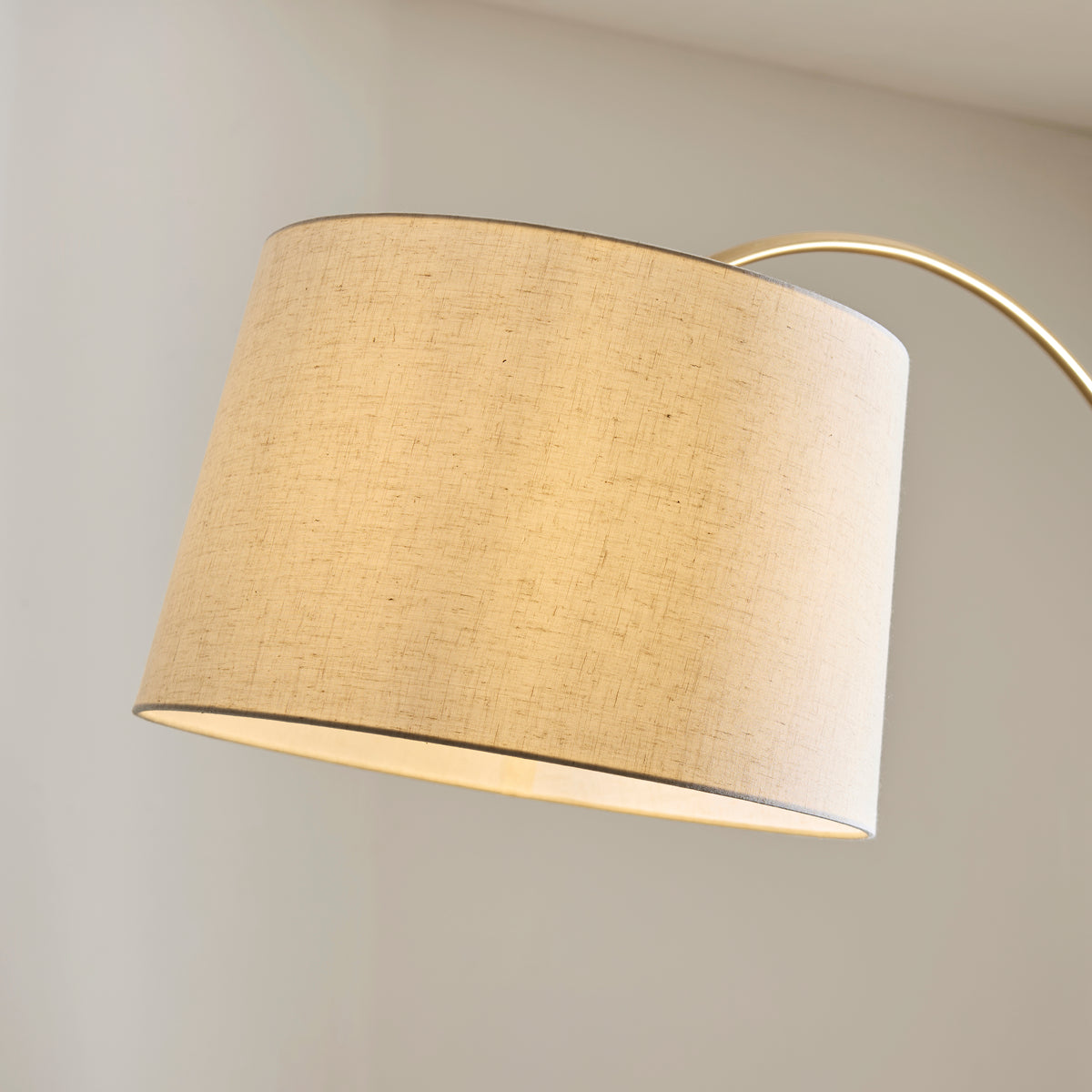 Endon Carlson XL Floor Light - Warm Brass Plate & Natural Fabric