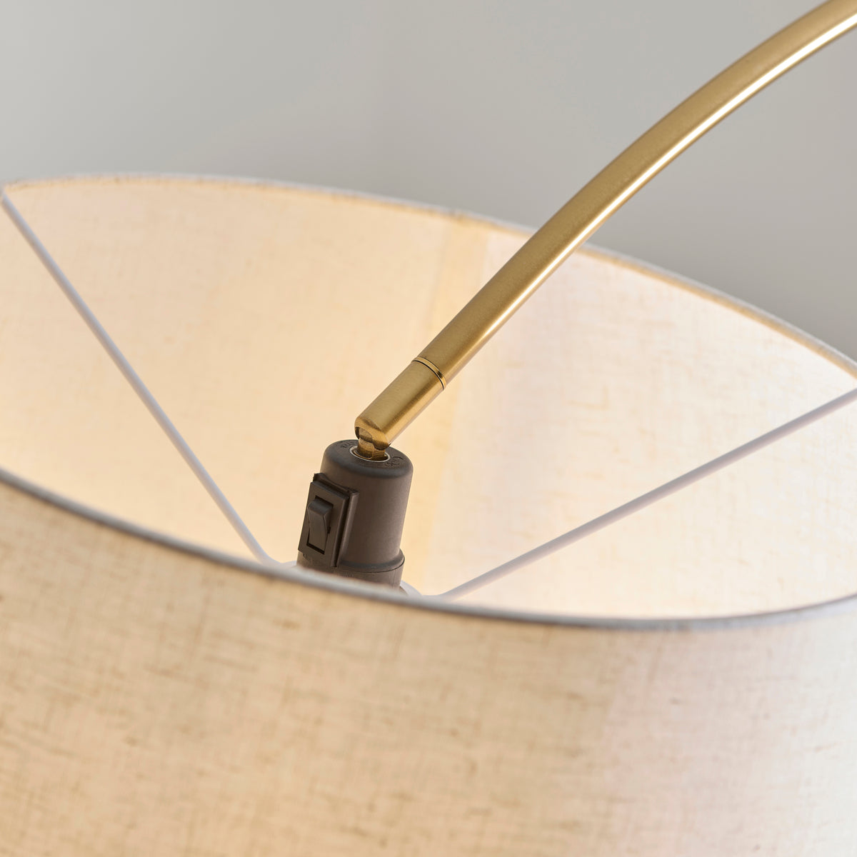 Endon Carlson XL Floor Light - Warm Brass Plate & Natural Fabric