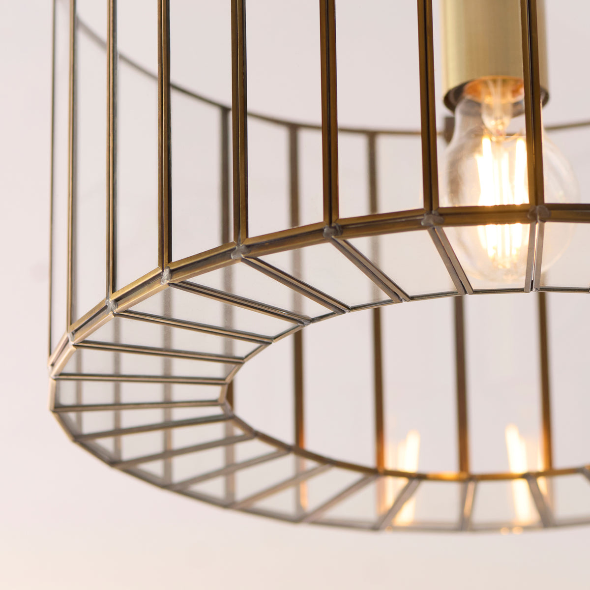 Endon Antalya Flush - Antique Solid Brass & Clear Glass