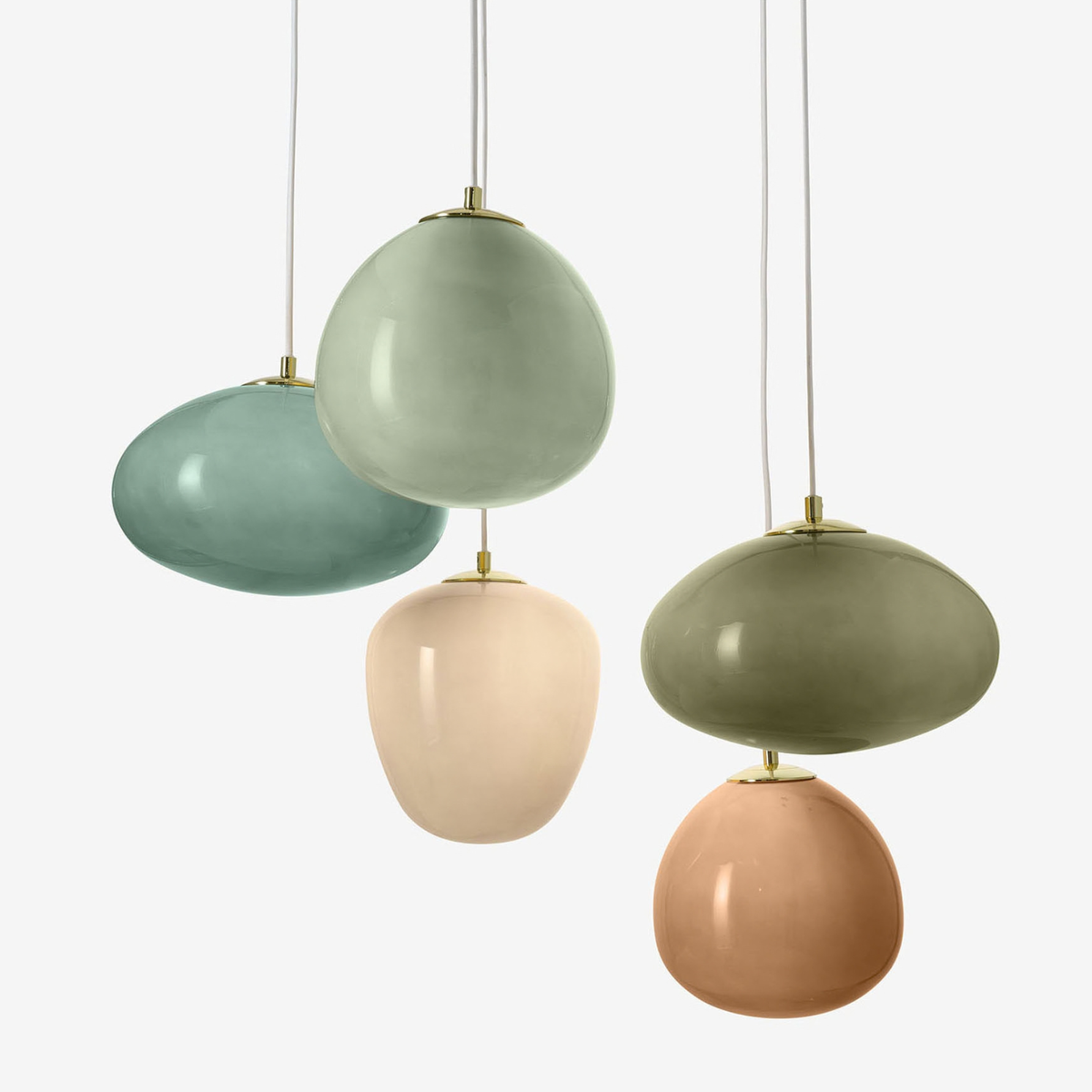 MADE.COM Adrianne Diner Cluster Pendant in Matt White with Green Ombre Glass Shades