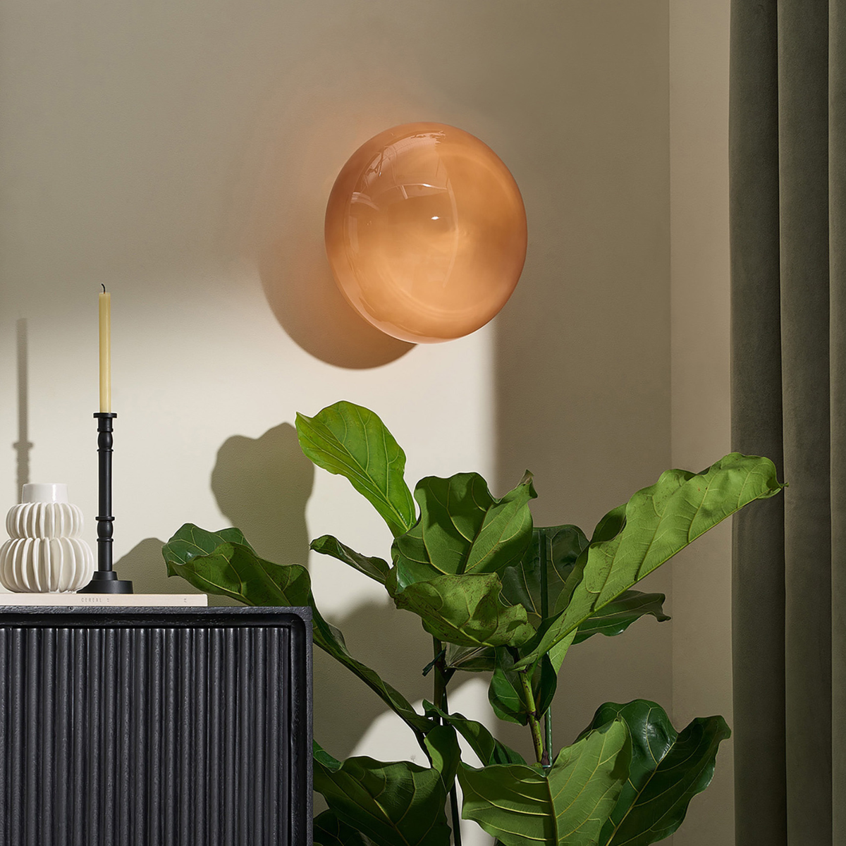 MADE.COM Adrianne Wall Light in Polished Brass with Pink Glass Shade