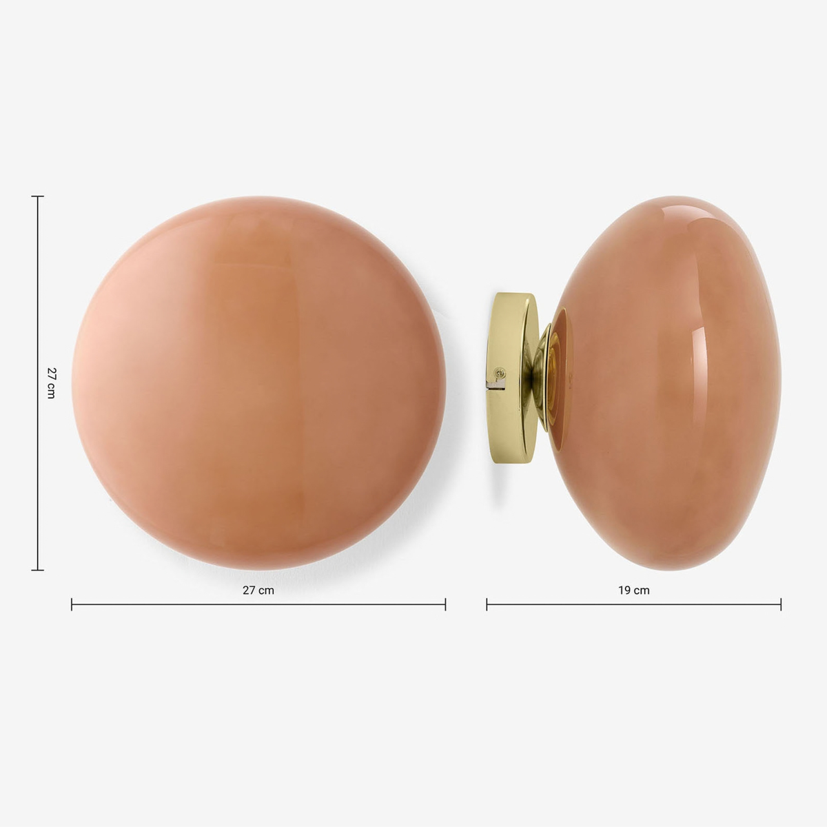 MADE.COM Adrianne Wall Light in Polished Brass with Pink Glass Shade