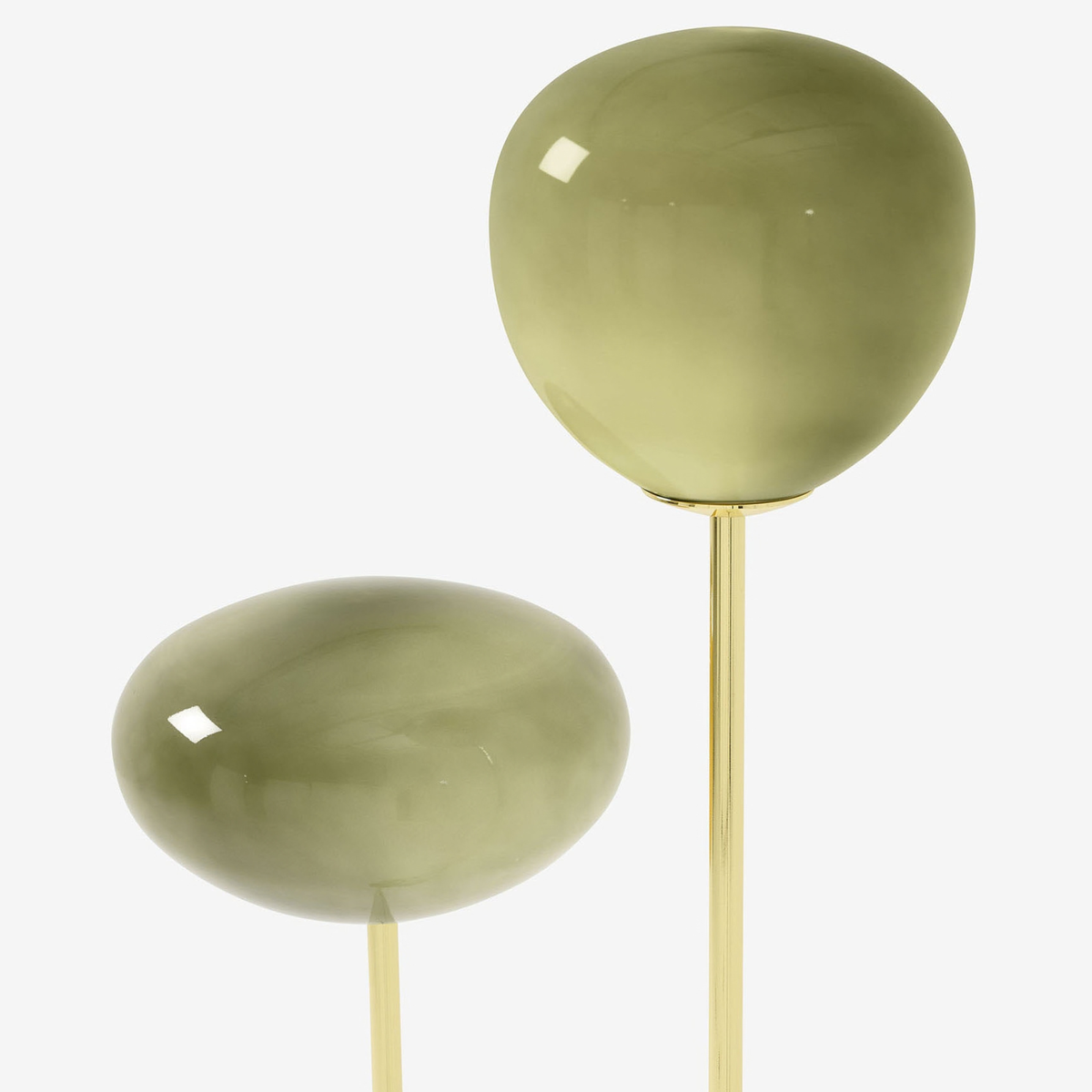 MADE.COM Adrianne Floor Lamp in Polished Brass with Tinted Green Glass Shades