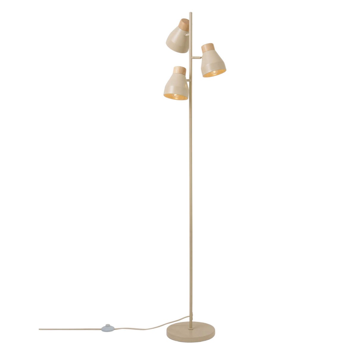 MADE.COM Albert Floor Lamp in Cream with Natural Wood Detail