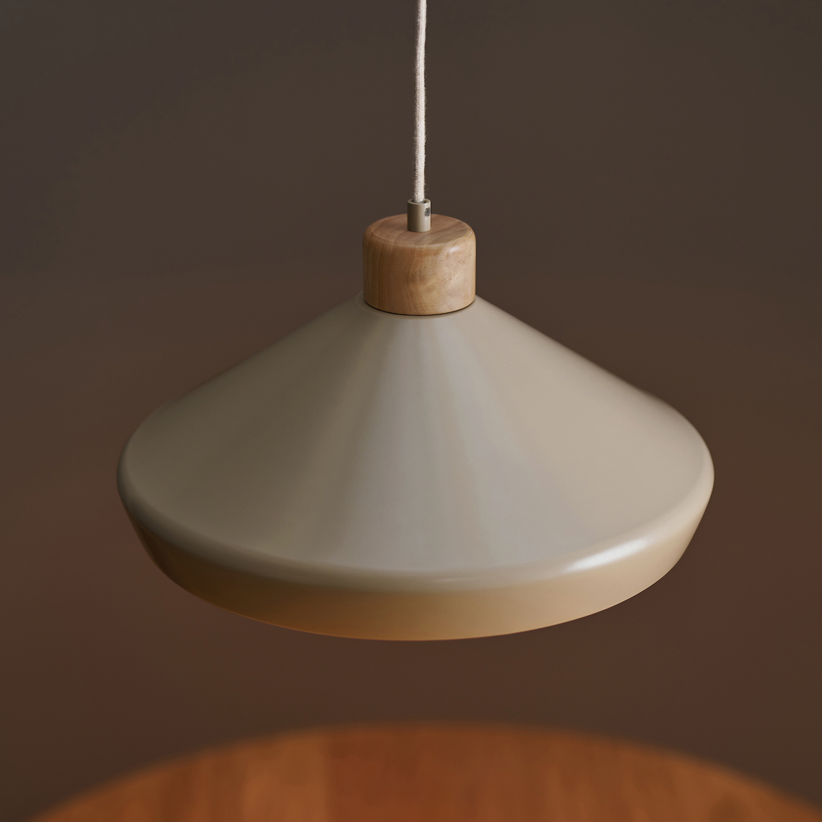MADE.COM Albert Pendant in Cream with Natural Wood Detail