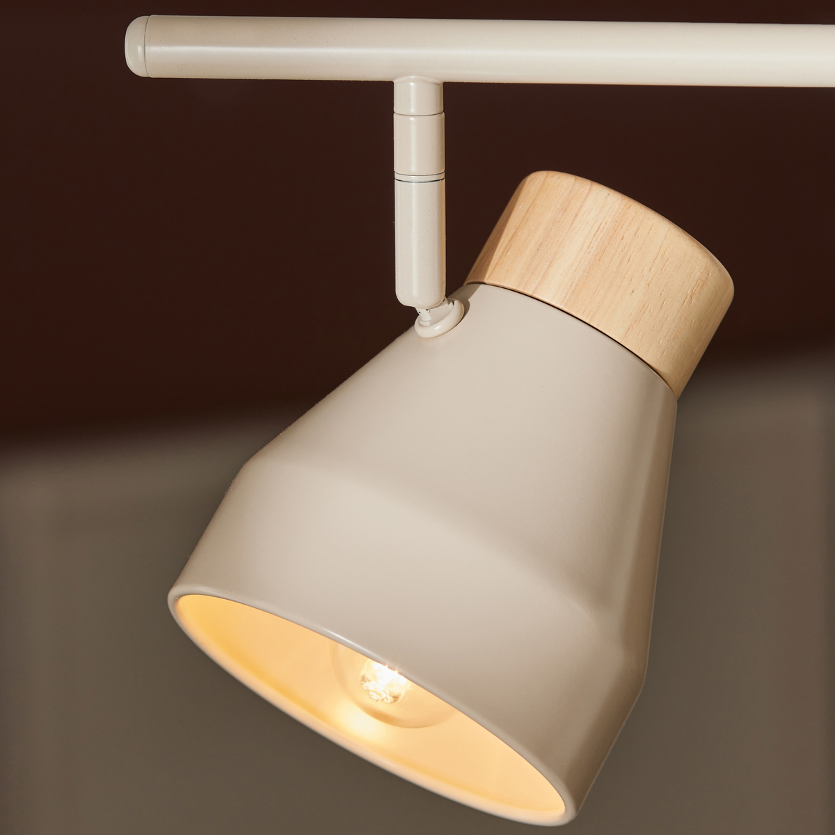 MADE.COM Albert 3 Light Linear Pendant in Cream with Natural Wood Detail