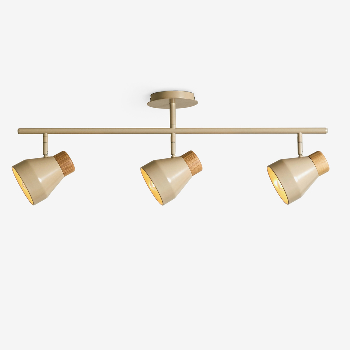 MADE.COM Albert 3 Light Linear Pendant in Cream with Natural Wood Detail