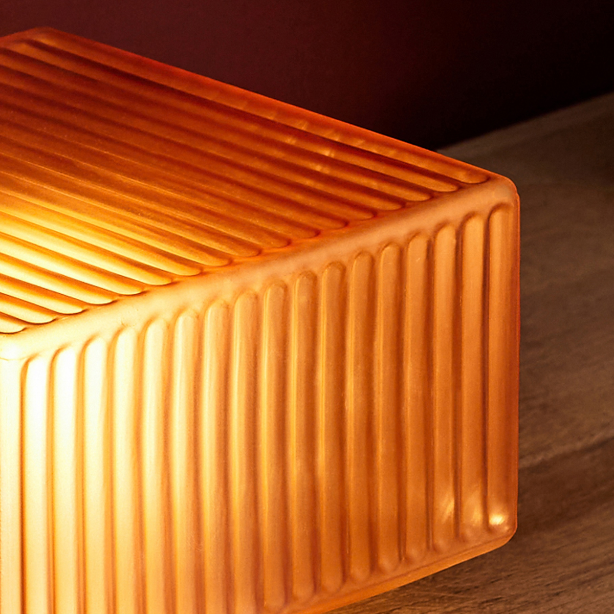 MADE.COM Alma Table Lamp in Brushed Silver with Ribbed Amber Glass Shade