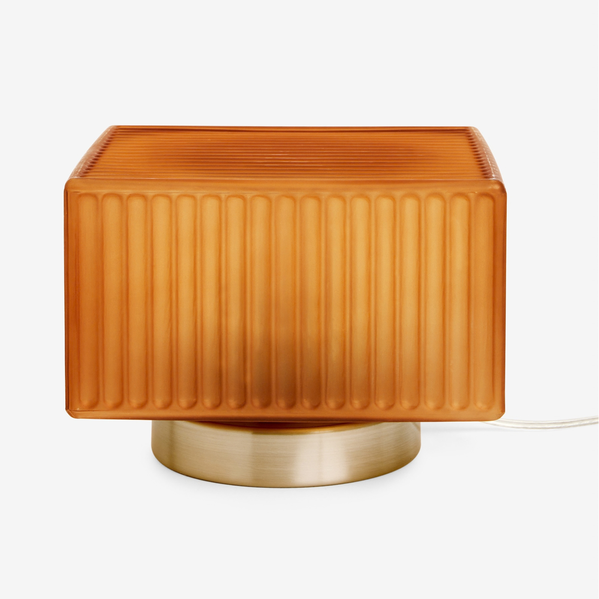 MADE.COM Alma Table Lamp in Brushed Silver with Ribbed Amber Glass Shade