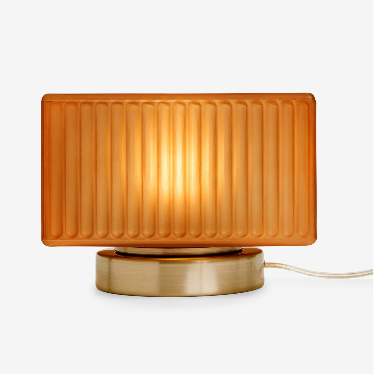 MADE.COM Alma Table Lamp in Brushed Silver with Ribbed Amber Glass Shade