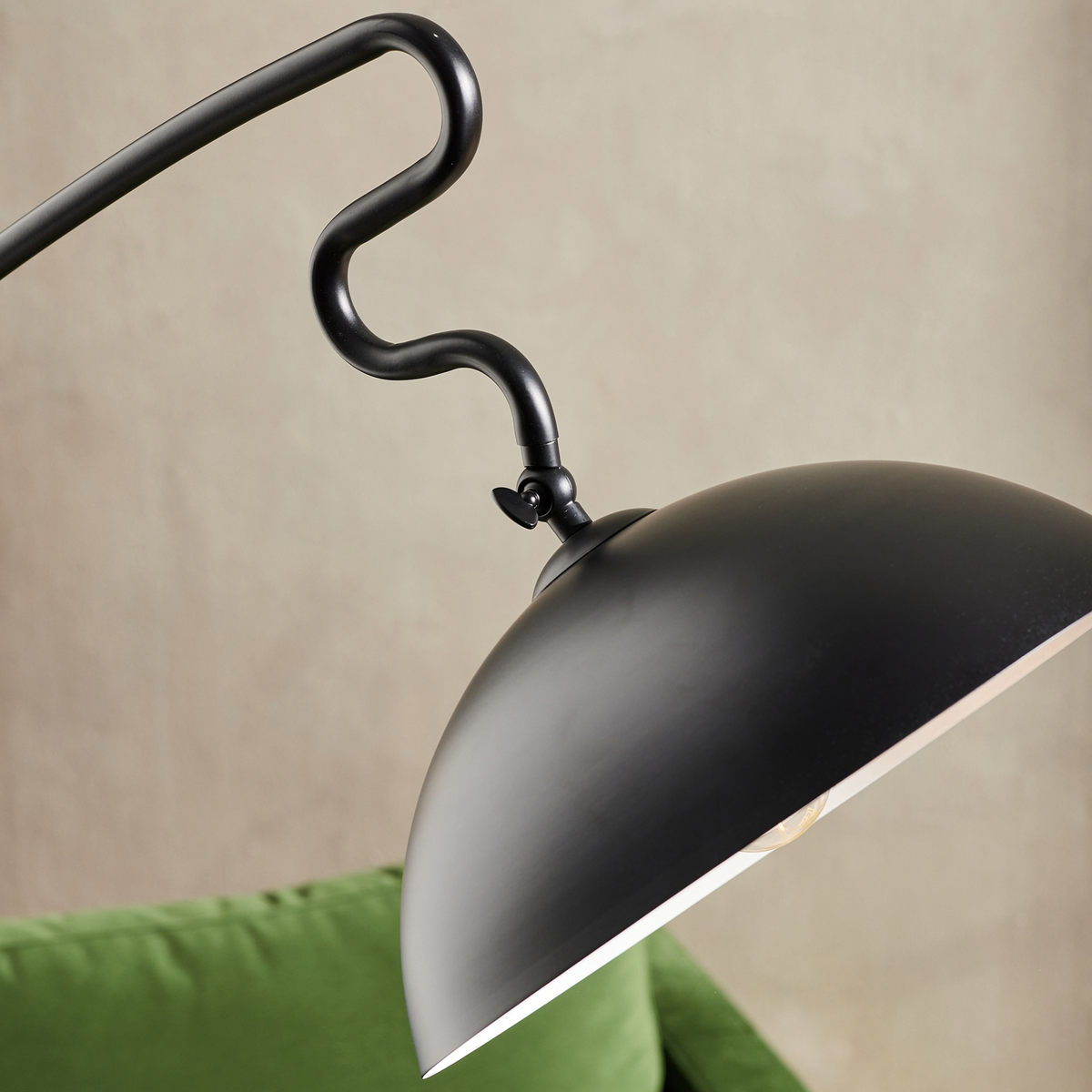 MADE.COM Avery Floor Lamp in Matt Black with Dark Stained Wood Base