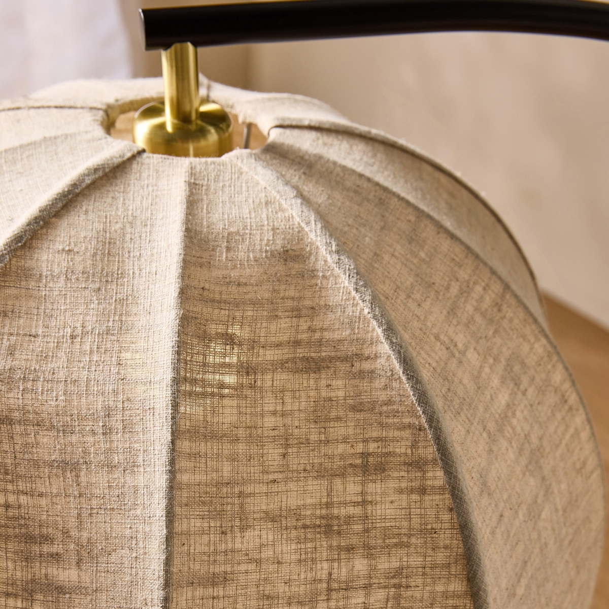 MADE.COM Benny Floor Lamp in Matt Black with Cream Linen Shade
