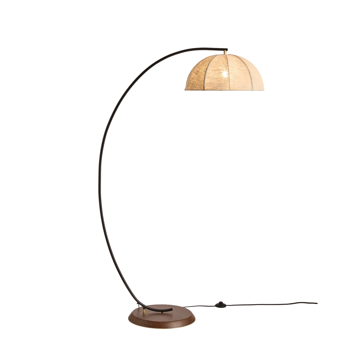 MADE.COM Benny Floor Lamp in Matt Black with Cream Linen Shade