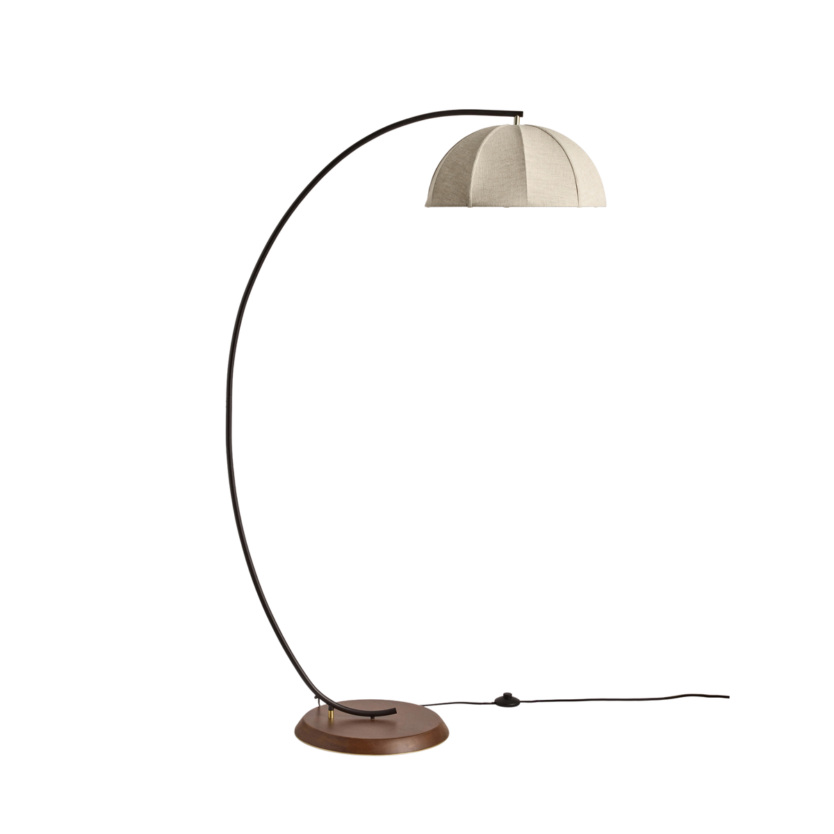 MADE.COM Benny Floor Lamp in Matt Black with Cream Linen Shade
