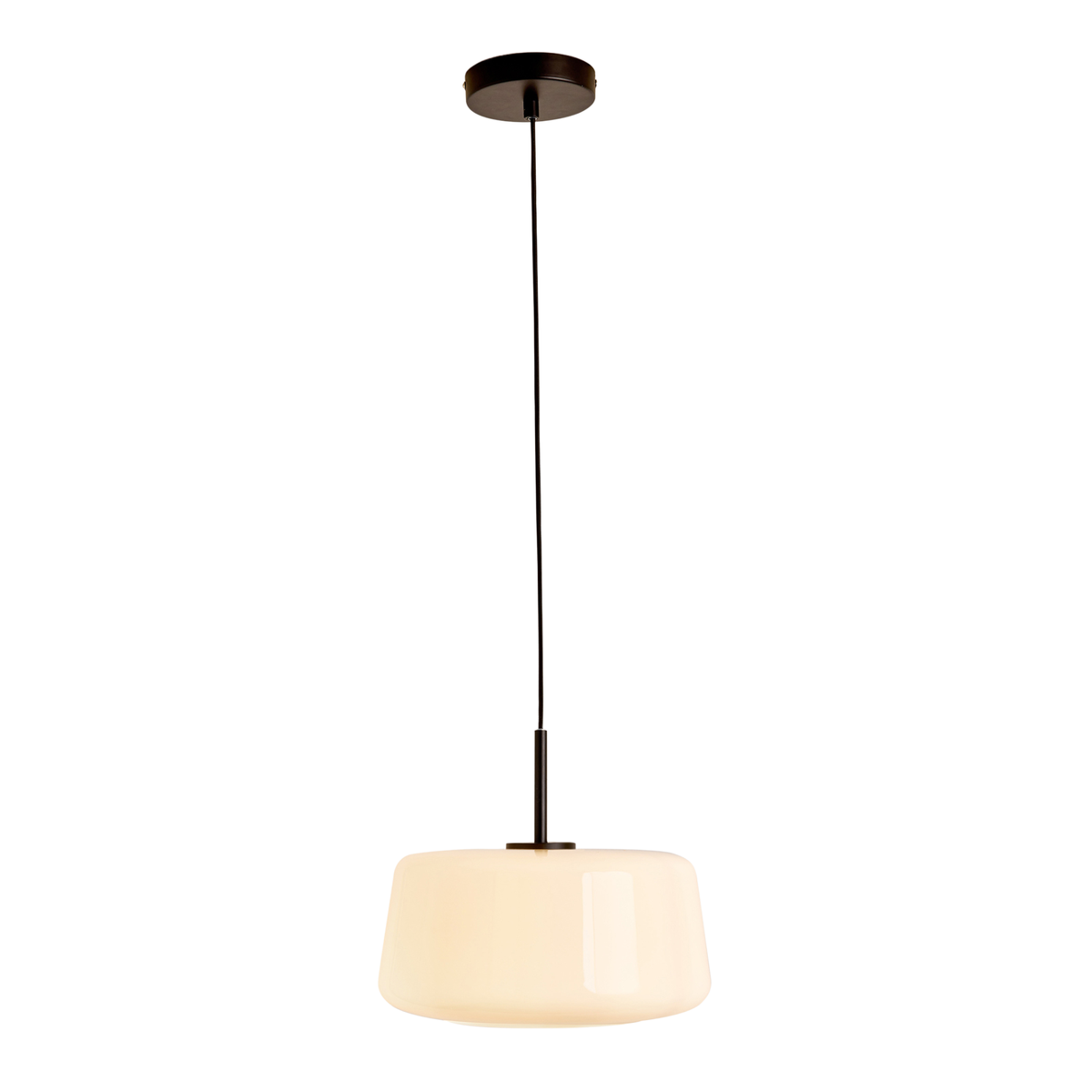 MADE.COM Camilo Pendant in Black with White Glass Shade