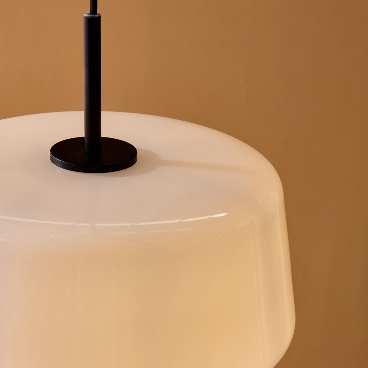 MADE.COM Camilo Pendant in Black with White Glass Shade