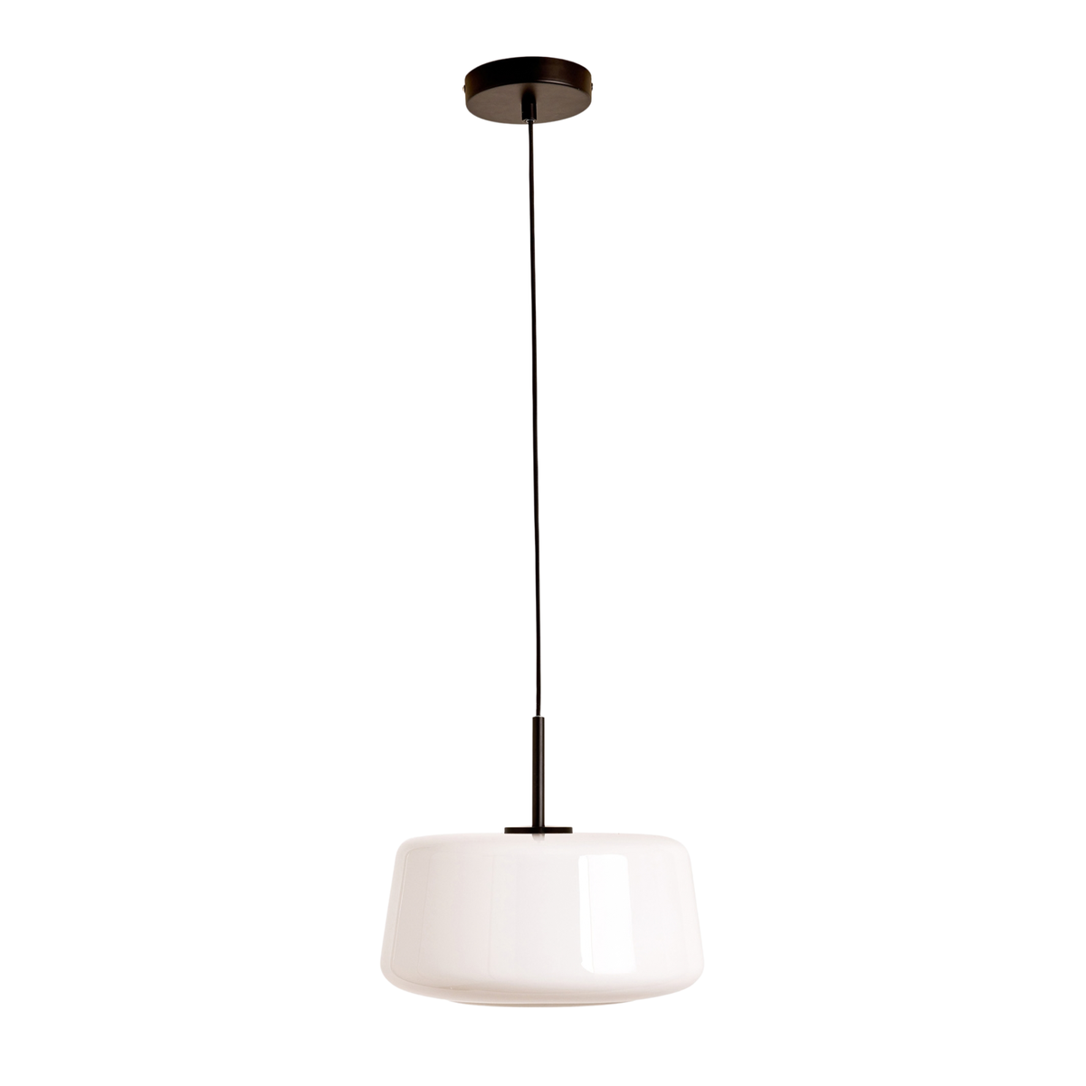 MADE.COM Camilo Pendant in Black with White Glass Shade