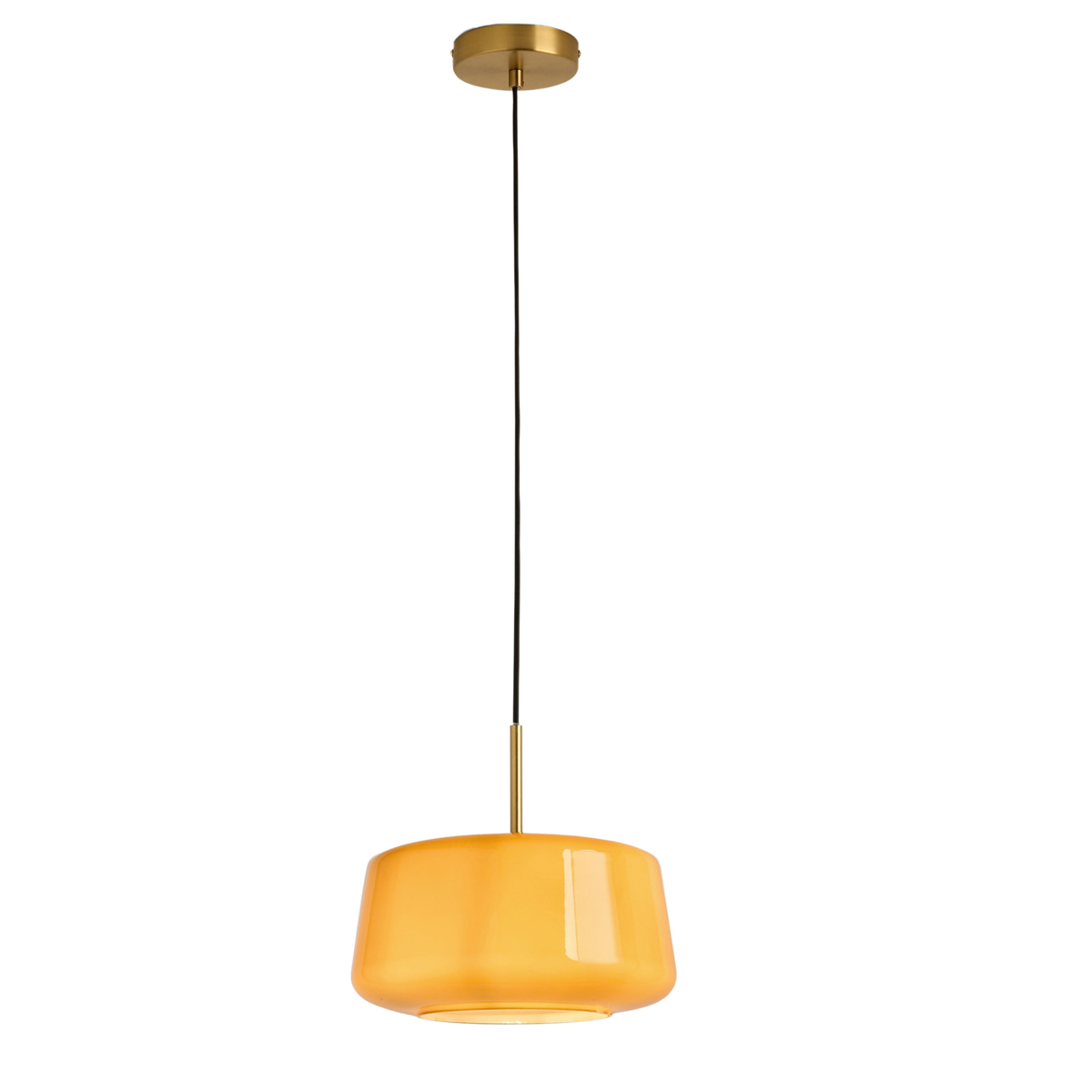 MADE.COM Camilo Pendant with Amber Orange Glass Shade & Satin Brushed Gold