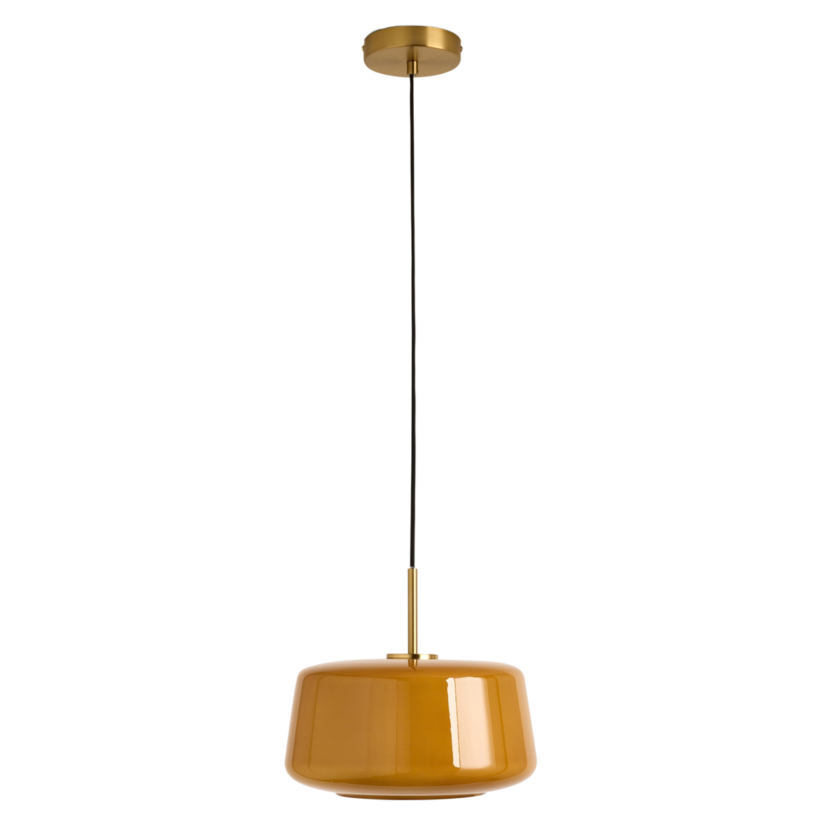MADE.COM Camilo Pendant with Amber Orange Glass Shade & Satin Brushed Gold