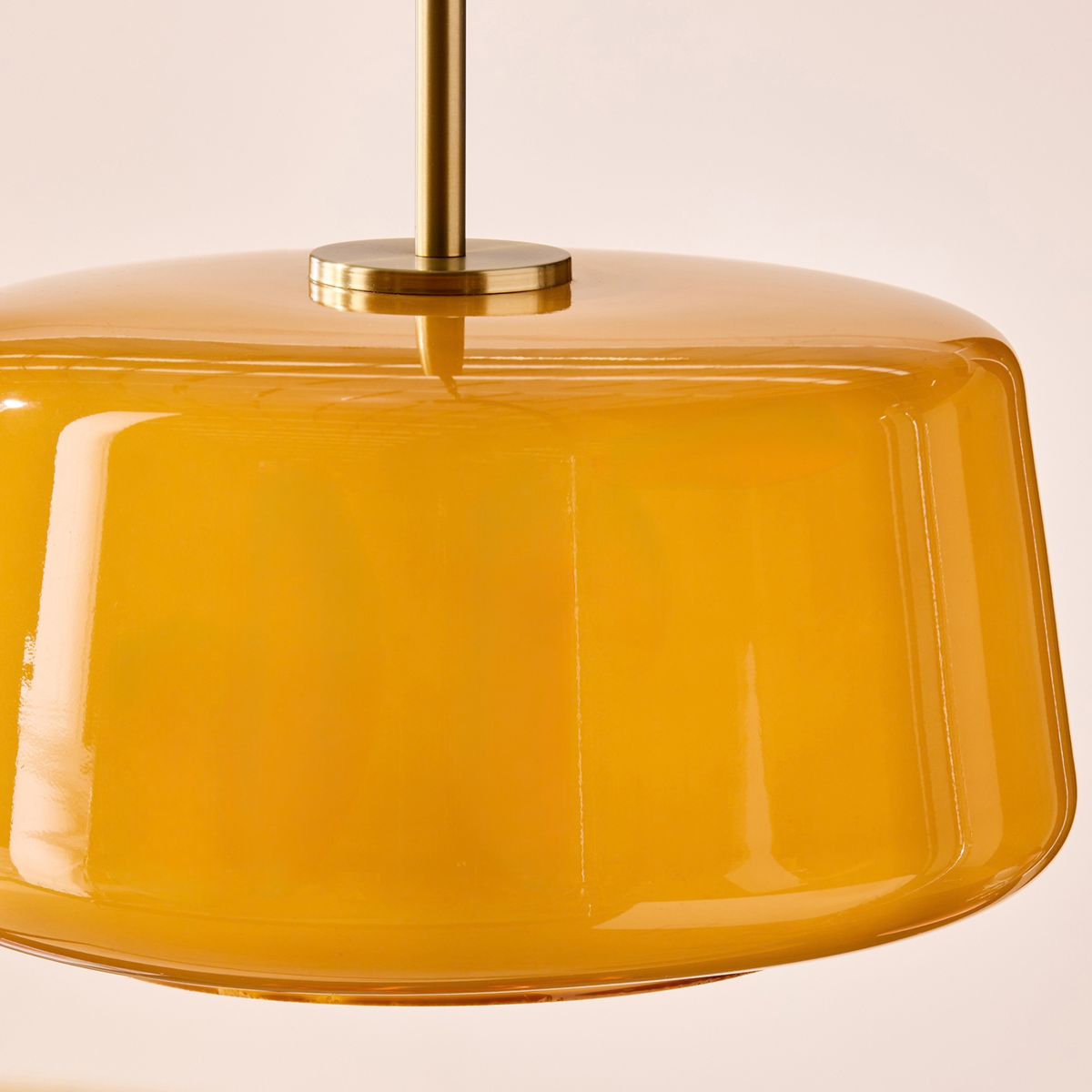 MADE.COM Camilo Pendant with Amber Orange Glass Shade & Satin Brushed Gold