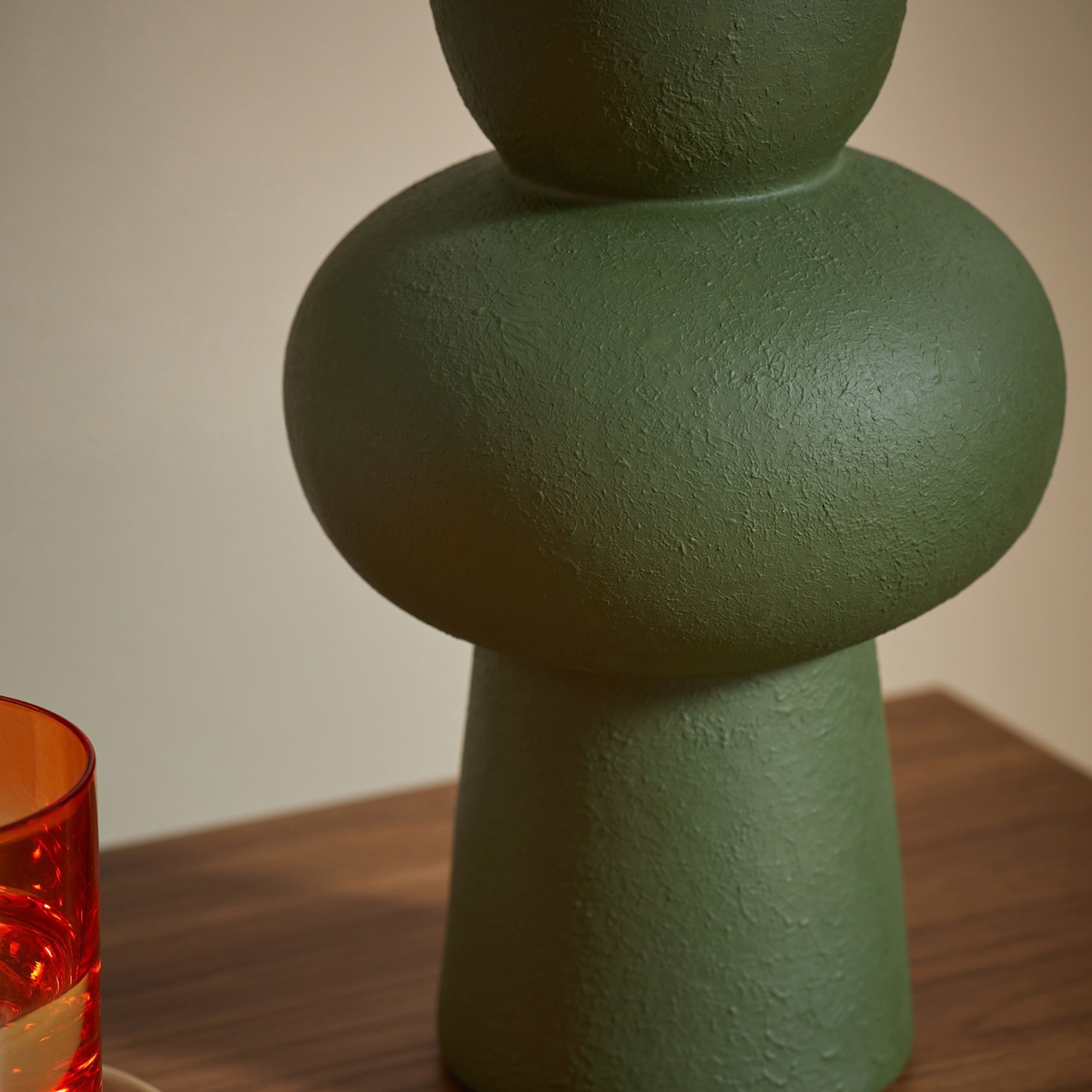 MADE.COM Freyja Ceramic Table Lamp in Green with Cream Fabric Shade