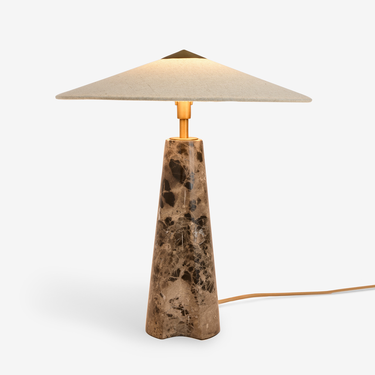 MADE.COM Heath Marble Table Lamp in Black & Brown Marble with Linen Shade