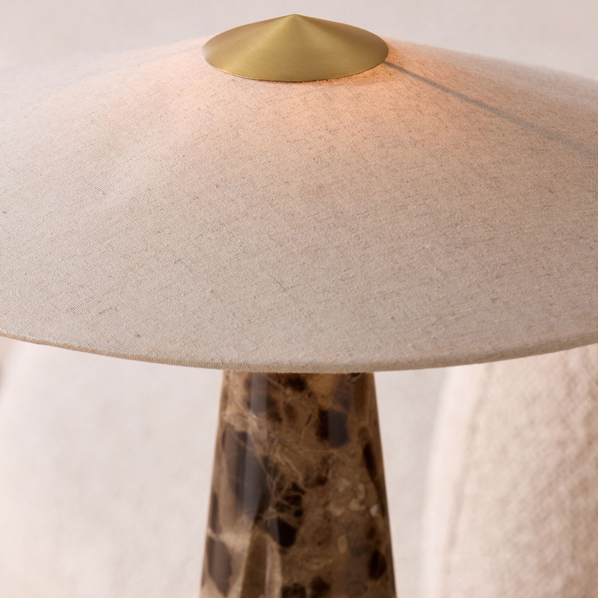 MADE.COM Heath Marble Table Lamp in Black & Brown Marble with Linen Shade