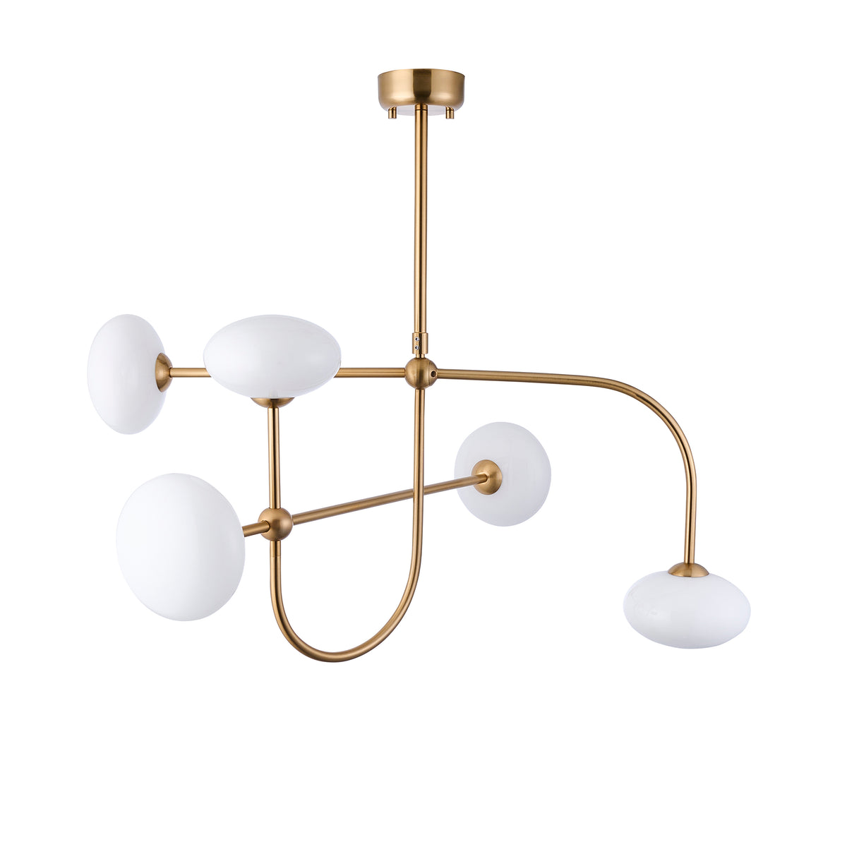 Endon Ottowa 5 Light Pendant - Brushed Aged Brass Plate & Opal Glass