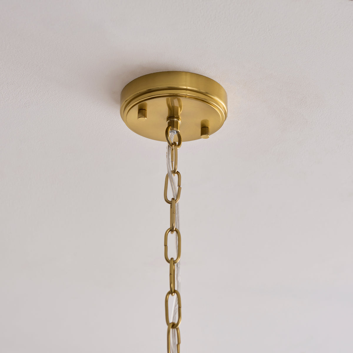 Endon Ancara 3 Light Pendant - Brushed Aged Brass Plate & Champagne Handmade Textured Glass