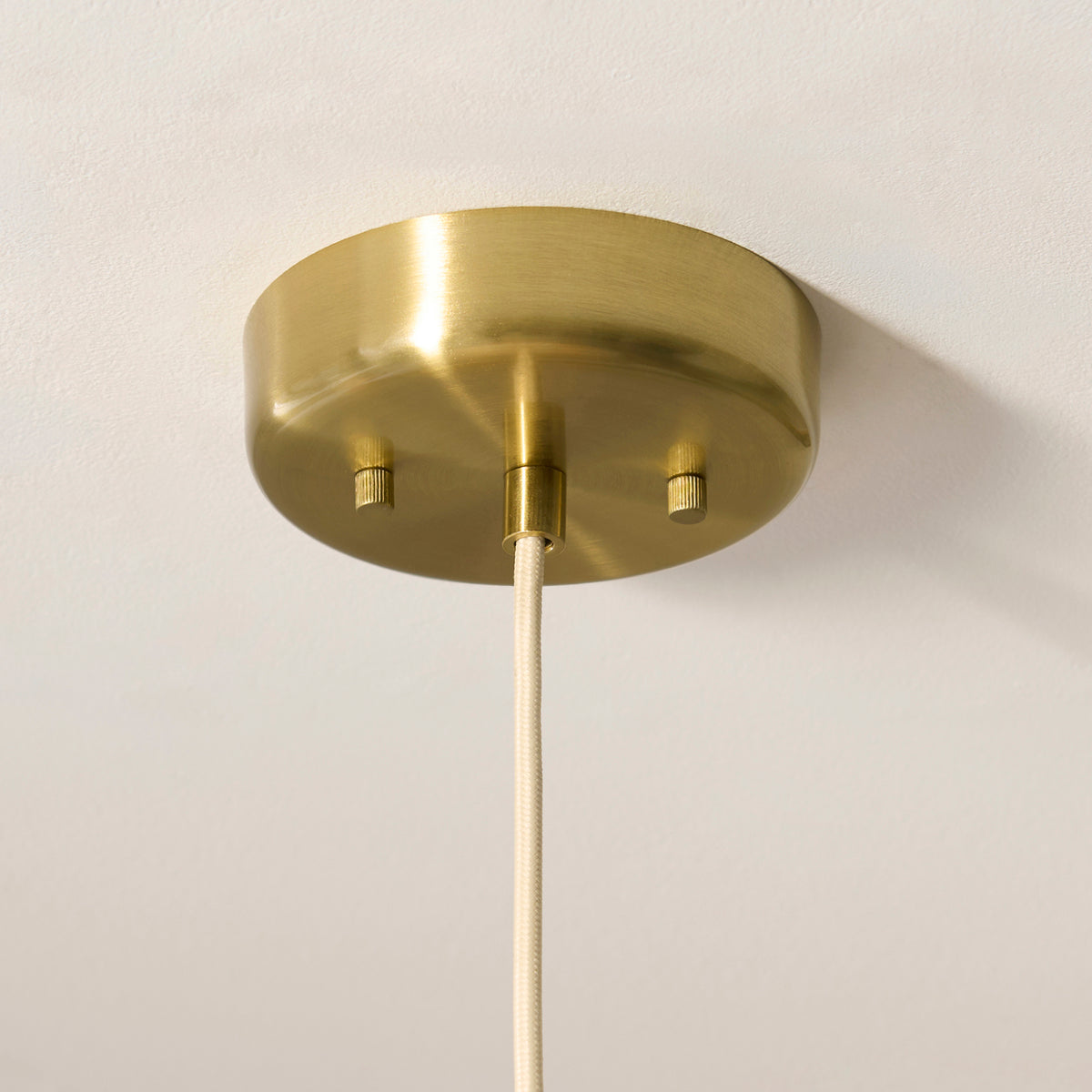 Endon Isabella Grand Pendant - Brushed Aged Brass Plate & Vintage White Fabric