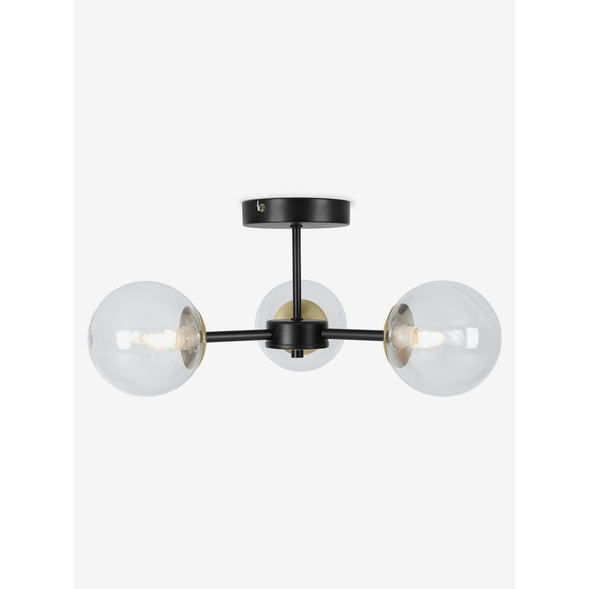 MADE.COM Globe 3 Light Flush Ceiling Light - Black & Antique Brass