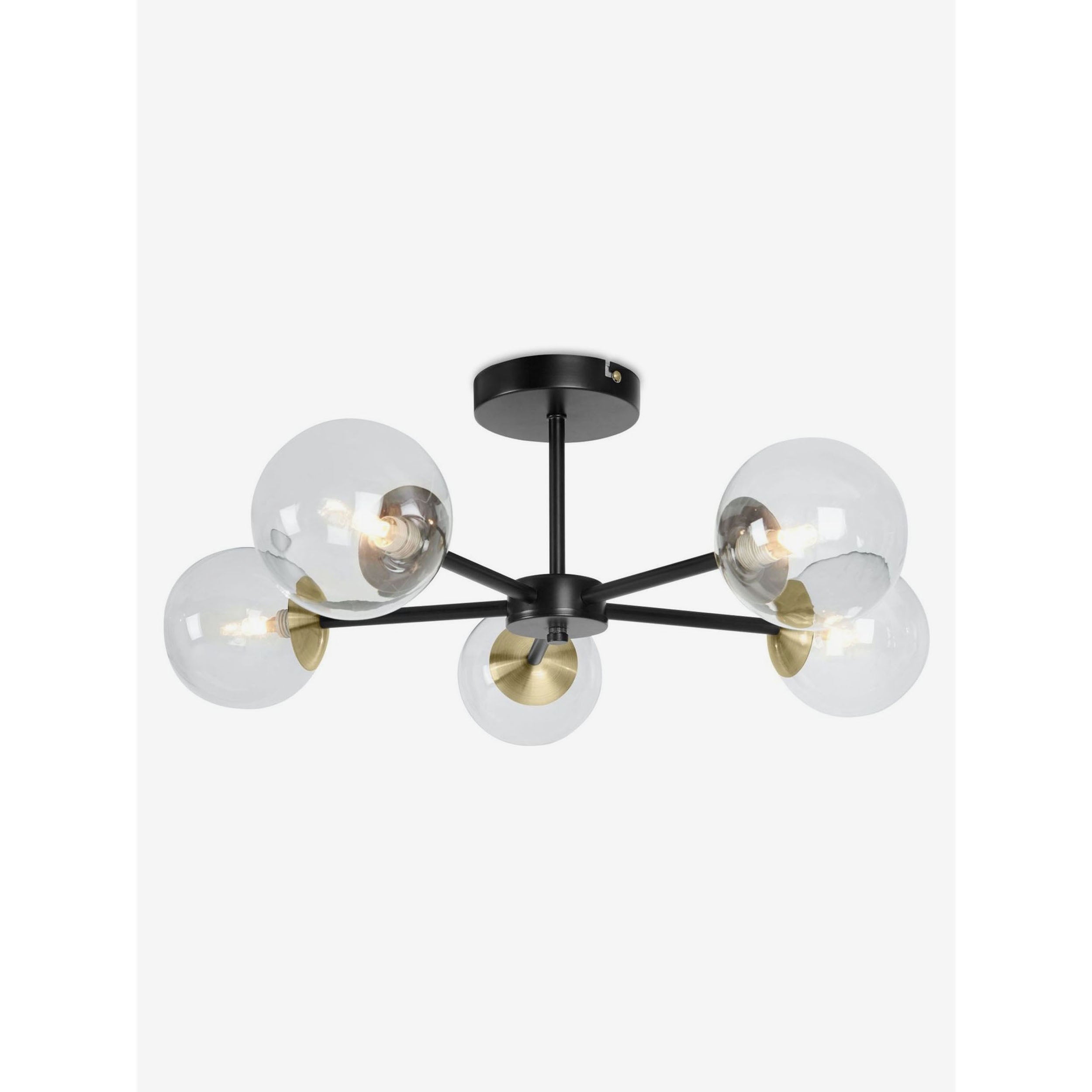 MADE.COM Globe 5 Light Flush Ceiling Light - Black & Antique Brass