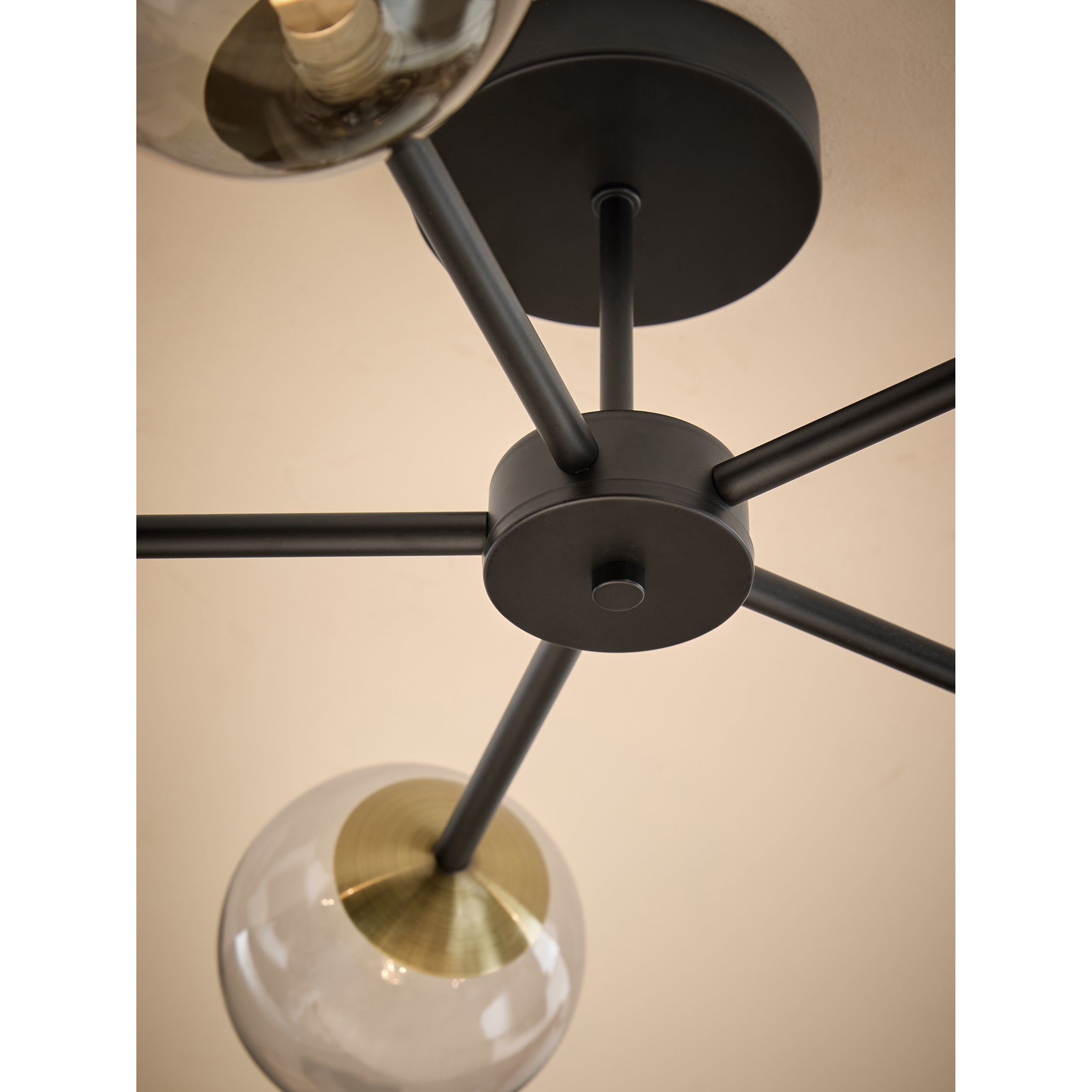MADE.COM Globe 5 Light Flush Ceiling Light - Black & Antique Brass