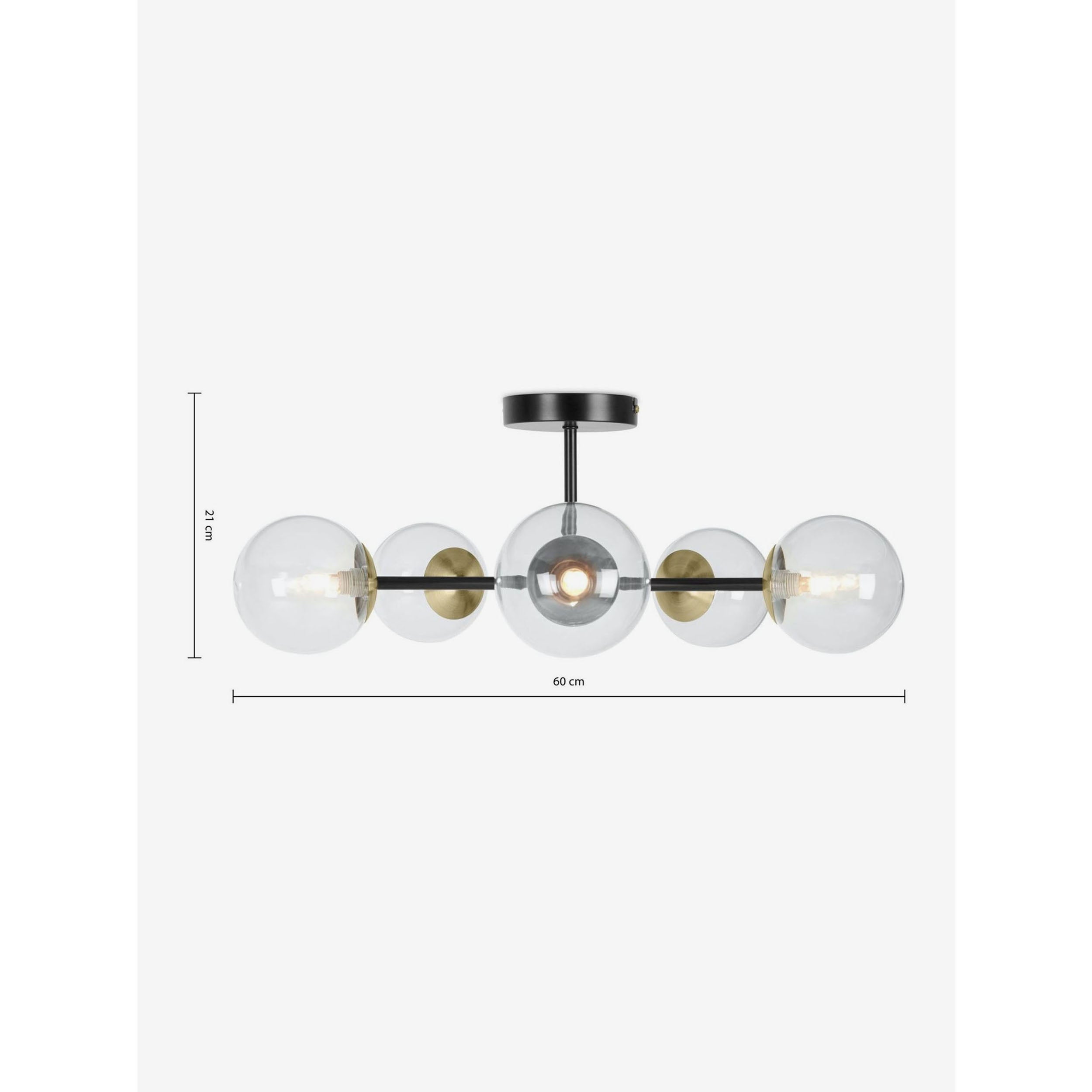 MADE.COM Globe 5 Light Flush Ceiling Light - Black & Antique Brass