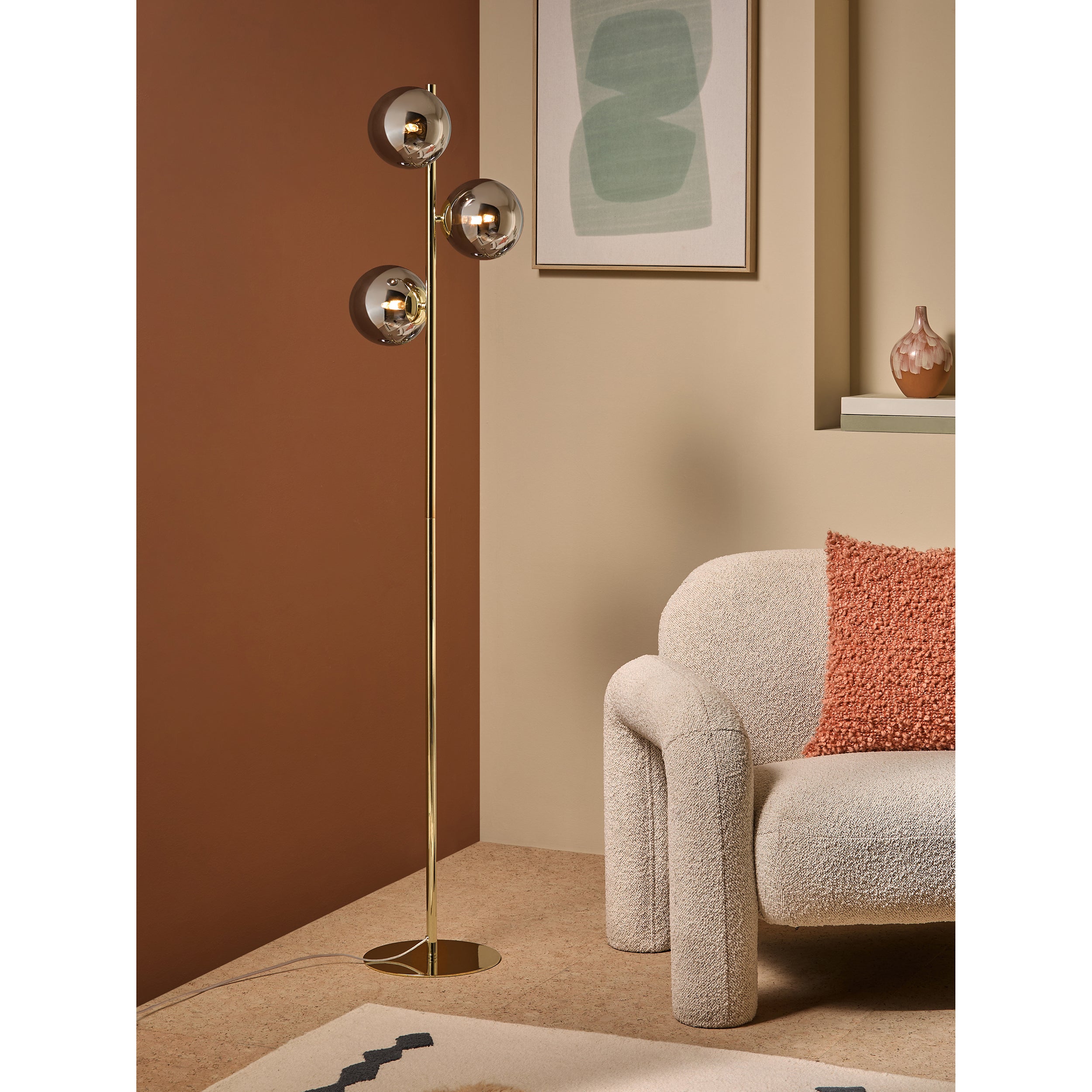 MADE.COM Globe Floor Lamp - Grey & Brass