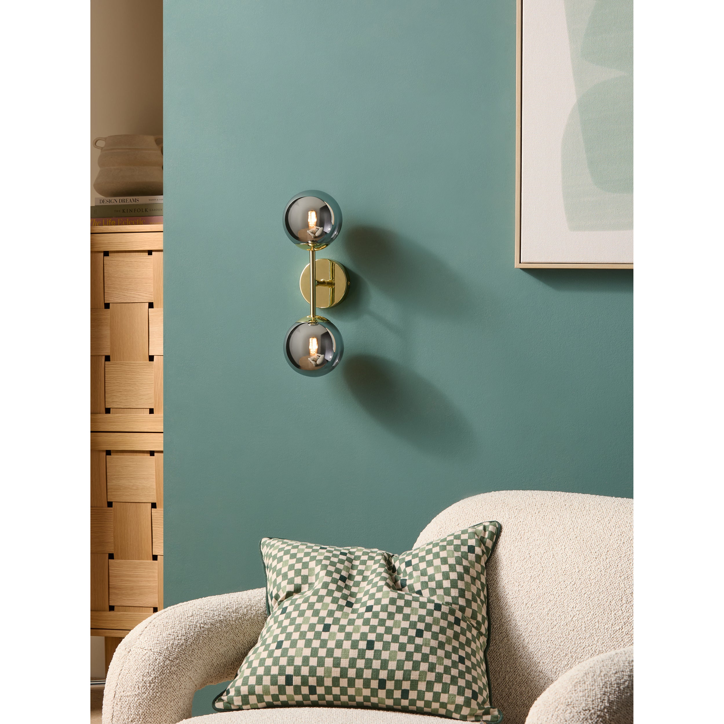 MADE.COM Globe Wall Light - Gold & Smoke Grey