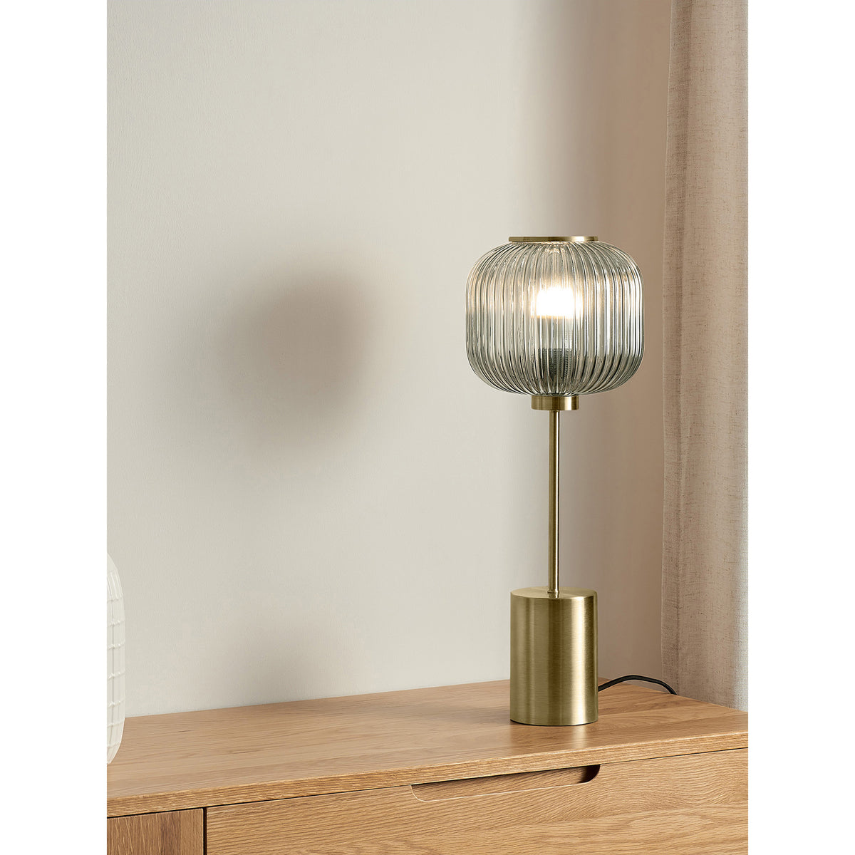 MADE.COM Briz Large Table Lamp - Grey & Antique Brass
