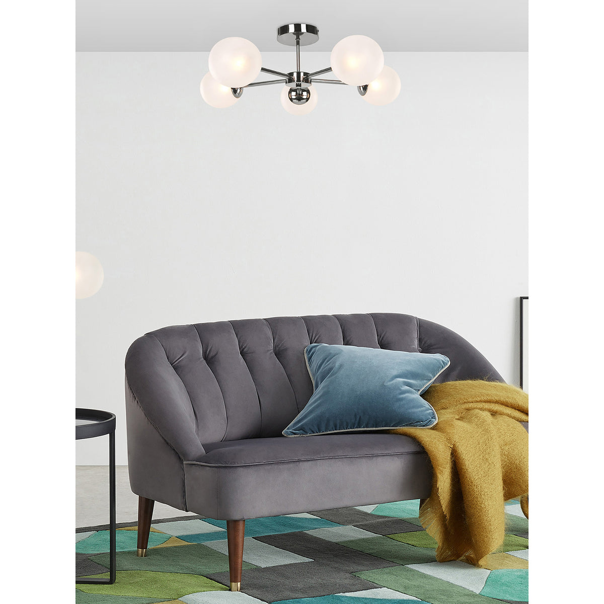 MADE.COM Globe 5 Light Flush Ceiling Light - Chrome