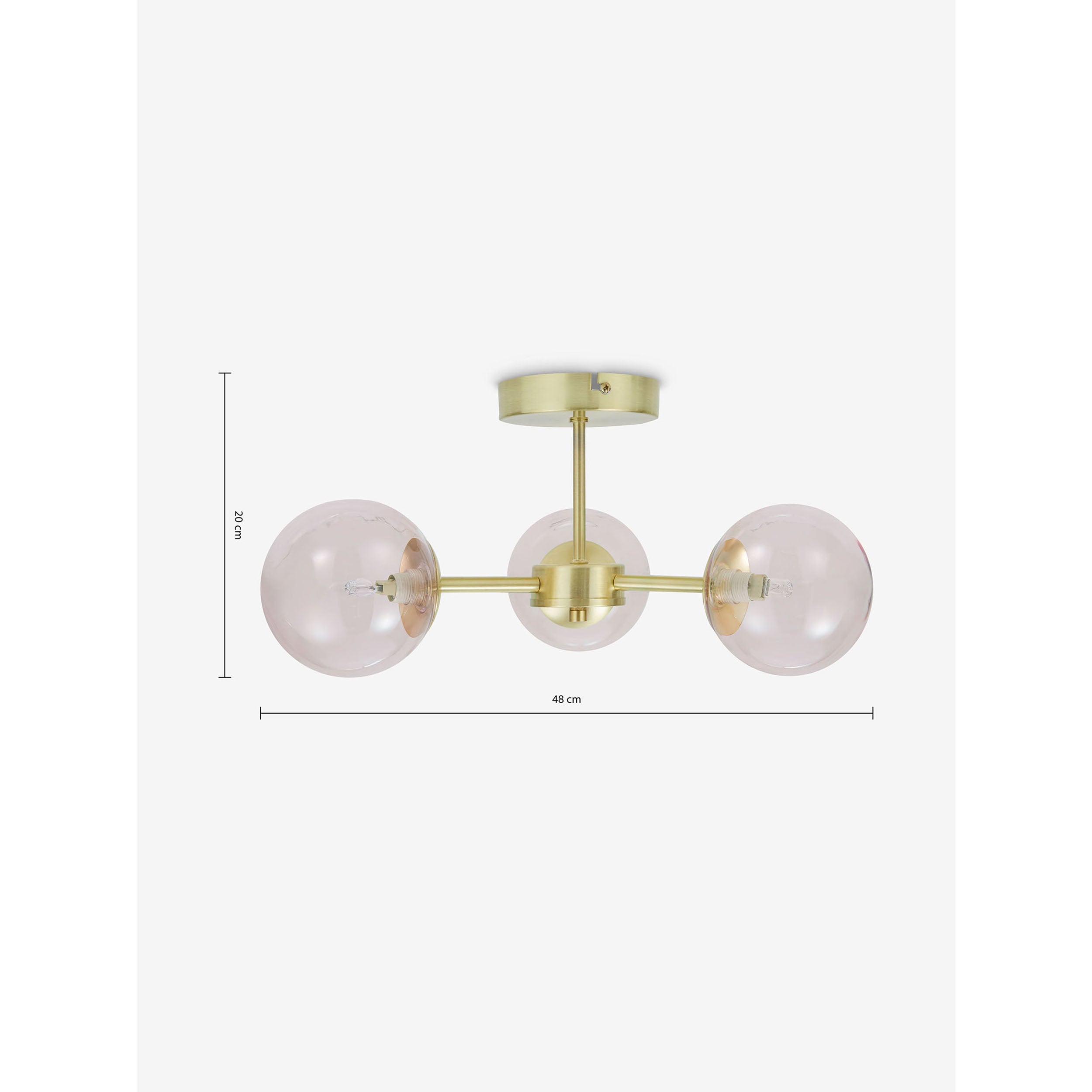 MADE.COM Globe 3 Light Flush Ceiling Light - Pink