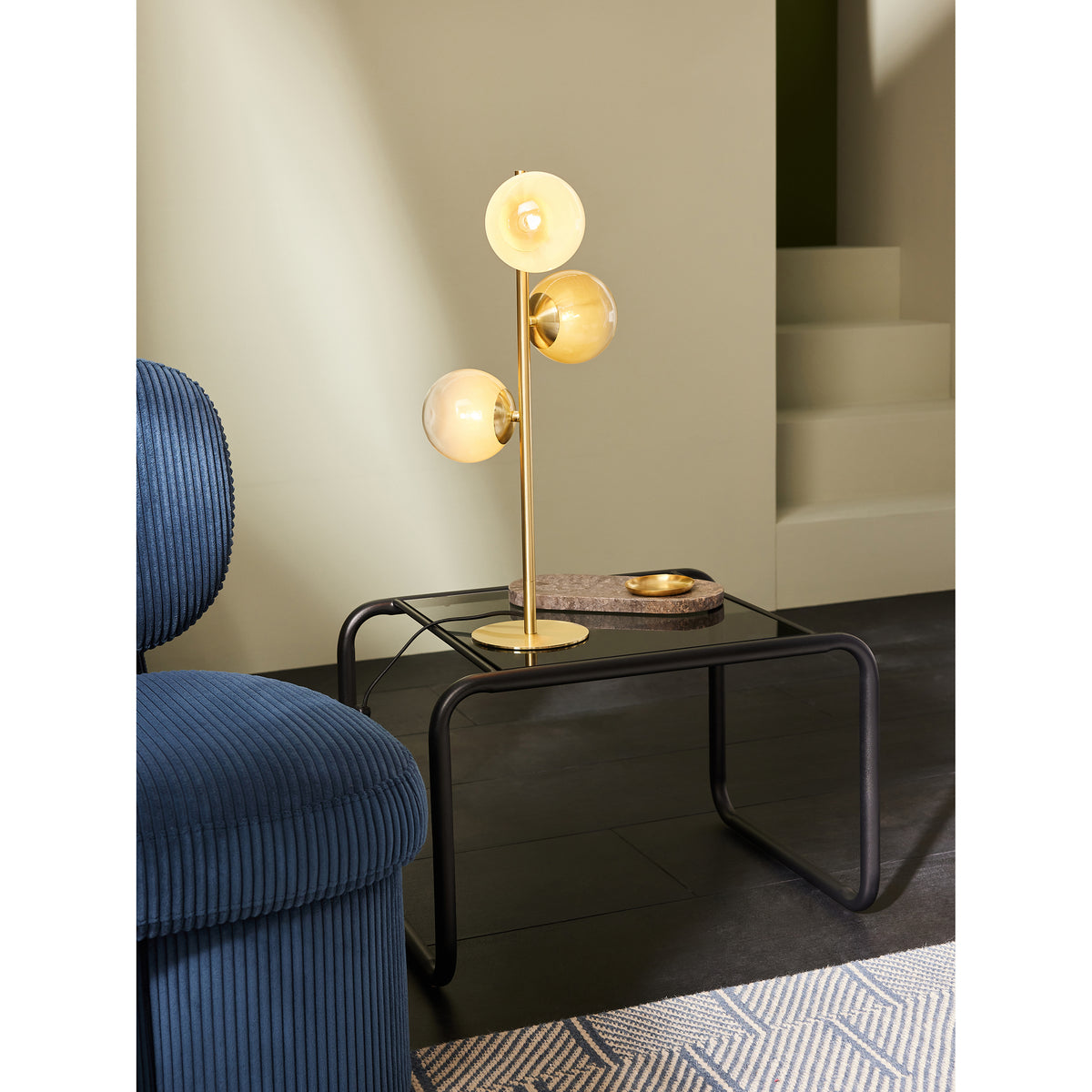 MADE.COM Globe Table Lamp - Brass & Green Ombre