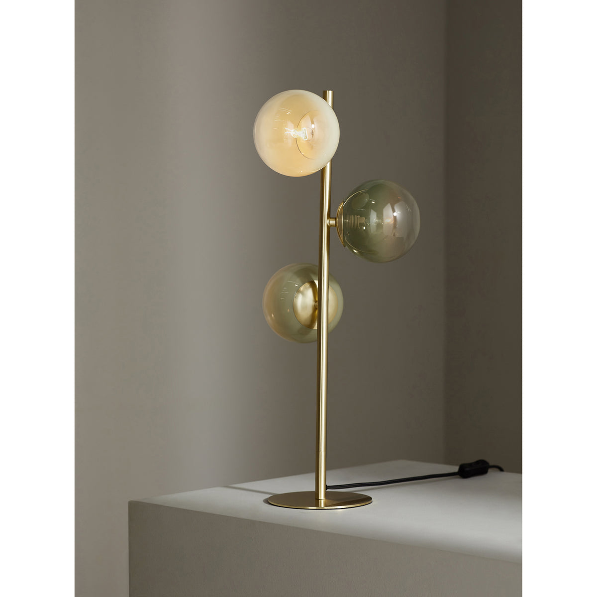MADE.COM Globe Table Lamp - Brass & Green Ombre
