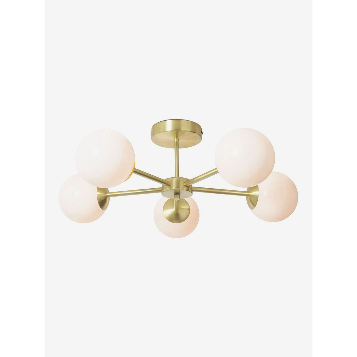 MADE.COM Globe 5 Light Flush Ceiling Light - Brass & Opal