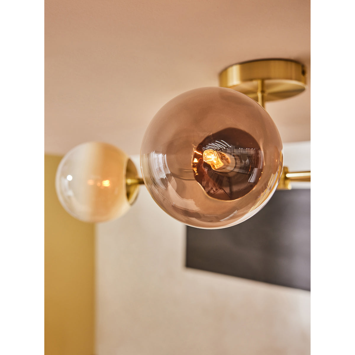 MADE.COM Globe 5 Light Flush Ceiling Light - Brass & Green Ombre